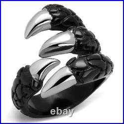 Mens snake ring silver biker goth chunky stainless steel no stone signet pinky