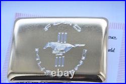 Metal Cigarette Case Stainless Steel 24k Gold Plated and Ford Mustang Logo Gift