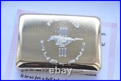 Metal Cigarette Case Stainless Steel 24k Gold Plated and Ford Mustang Logo Gift