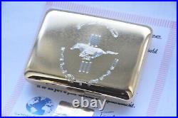 Metal Cigarette Case Stainless Steel 24k Gold Plated and Ford Mustang Logo Gift