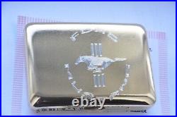 Metal Cigarette Case Stainless Steel 24k Gold Plated and Ford Mustang Logo Gift