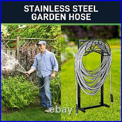 Metal Garden Hose 100 FT Stainless Steel Water Hose with Kink Free, Flexible