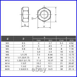 Metal Self Locking Nuts M3 M4 M5 M6 M8 M10 M12 M14 M16 M18 M20 Stainless Steel