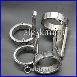 Metal Stainless Steel Heavy Ankle Cuffs Tongue Bound Handcuffs Restraint