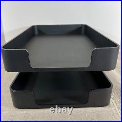 Mid-Century Smith Metal Arts Stainless Steel Double Letter Tray Matte Black