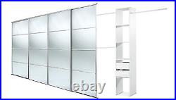 Mirror doors 4 x 36'' 4 pane silver+Basix units. Up to 3607mm (11ft10ins) wide