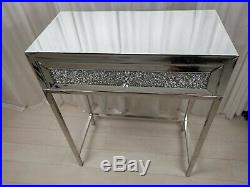 Mirrored Dressing Table DIAMOND EFFECT Vanity Entrance Bedroom Make-Up Console