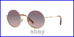 Miu Miu MU 69US ZVN146 Round Sunglasses Pale Gold Pink Gradient