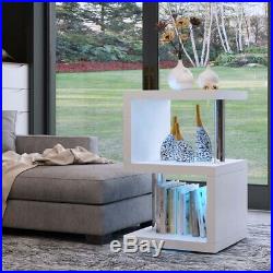 Modern Alaska High Gloss White Coffee/Side Table Home Furniture Blue LED Light