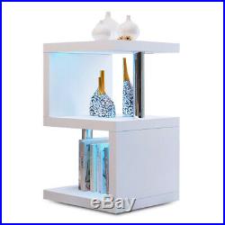 Modern Alaska High Gloss White Coffee/Side Table Home Furniture Blue LED Light
