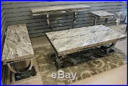 Modern Cream & Grey Marble Top Coffee Table Desk Home Living Room Furniture Set