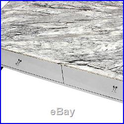 Modern Grey Marble Top Rectangle Coffee Table 4 Drawer Tea Desk Home Furniture