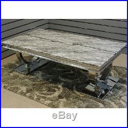 Modern Grey Marble Top Rectangle Coffee Table Tea Desk Home Office Furniture