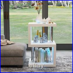 Modern High Gloss White Coffee / Side Table Home Living Room with Blue LED Light
