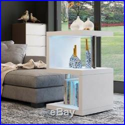 Modern High Gloss White Coffee / Side Table Home Living Room with Blue LED Light