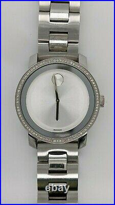 Movado Bold Stainless Steel & Diamonds 36mm Quartz Watch MB. 01.3.14.6065S