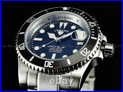 NEW Legend Men Sub mariner Deep Blue Auto Sapphitek MidNight Black Dial SS Watch
