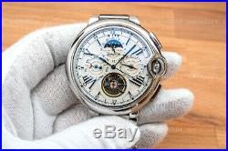 NEW Mens Flywheel Luxury Open Heart Skeleton Automatic Mechanical Metal Watch