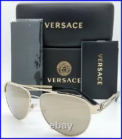 NEW Versace sunglasses VE2165 12525A Pale Gold Brown Mirror AUTHENTIC Aviator