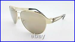 NEW Versace sunglasses VE2165 12525A Pale Gold Brown Mirror AUTHENTIC Aviator