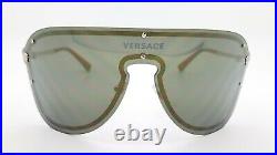 NEW Versace sunglasses VE2180 10005A 44 Dark Grey Gold Mirror AUTHENTIC Shield