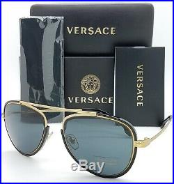 NEW Versace sunglasses VE2193 142887 56 Gold/Black Grey AUTHENTIC Aviator Men's