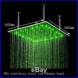 New 40 Brushed Stainless Steel Temperature Controlled LED Rainfall Shower Head