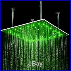 New 40 Brushed Stainless Steel Temperature Controlled LED Rainfall Shower Head