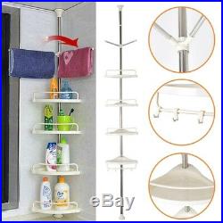 New 4 Tier NoRust S/S Bathroom Telescopic Corner Shelf Shower Storage Caddy Pole