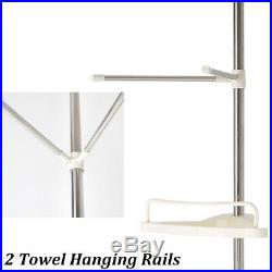 New 4 Tier NoRust S/S Bathroom Telescopic Corner Shelf Shower Storage Caddy Pole