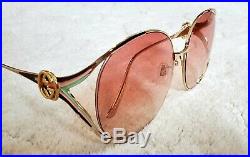 New Authentic Gucci GG0225S 005 Gold Pink Oversize Women Sunglasses