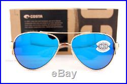 New Costa Del Mar Sunglasses LORETO Rose Gold Tortoise Blue Mirror 580G Polarize