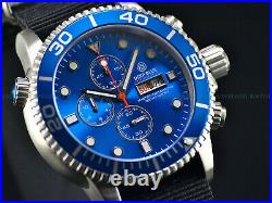 New Deep Blue 44mm Master 1000 Quartz Chronograph Royal Blue Sapphire Ss Diver