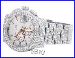 New Full Mens 44MM Gucci 101 G-Chrono Silver Dial Diamond Watch YA101201 12.5 Ct