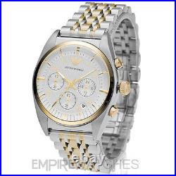 New Mens Emporio Armani Gold Chronograph Watch Ar0396 Rrp £379
