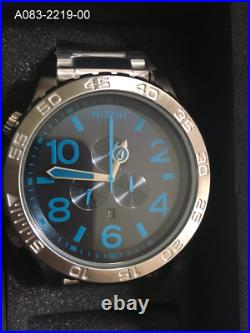 New Nixon Watch Silver Dark Blue A0832219 51-30 Chrono A083-2219 genuine