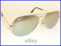 New Ray Ban Aviator Sunglasses RB 3025 019/W3 Polarized Silver Mirror 58mm