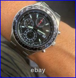 New Seiko Mens Flightmaster Pilot Chronograph Watch Snd253p1 Rrp £279