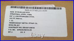 One 100 Ft. Roll Stainless Steel Strapping Banding 5/8 NSN 8135-00-245-9439