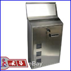 Outdoor Wall Mounted Mailbox Lockable Metal Mail Letter Post Secure Box Postbox