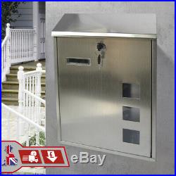 Outdoor Wall Mounted Mailbox Lockable Metal Mail Letter Post Secure Box Postbox