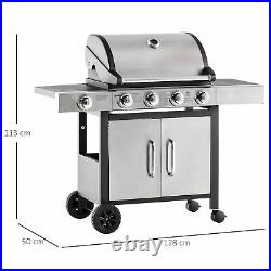 Outsunny Deluxe Gas Barbecue Grill 4+1 Burner Garden BBQ with Large Cooking Area