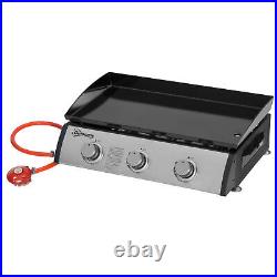 Outsunny Portable Gas Plancha BBQ Grill with 3 Stainless Steel Burner, 9kW