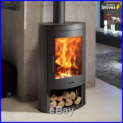 Oval Curved Wood Burning Multi-fuel Stove 11kw Contemporary Burner