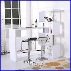 PROFESSIONAL White High Gloss Wine Table Bar Kitchen Breakfast Wine Rack Shelves