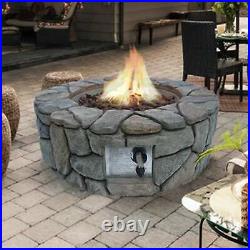 Peaktop Firepit Outdoor Gas Fire Pit Concrete Style, Cover Ignition HF09501AA-UK