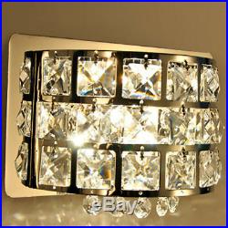 Polished Chrome Clear Crystal Pendant LED Bath Vanity Wall Light Stainless Steel