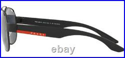 Prada Linea Rossa Polarized Black Rubber Pilot Sunglasses PS57US DG05Z1 Italy
