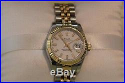 Pre Owned Rolex Oyster Perpetual Datejust Bi Metal Diamond Ladies Watch 179173