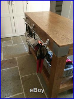 Reclaimed rustic English oak butchers block kitchen island work station table